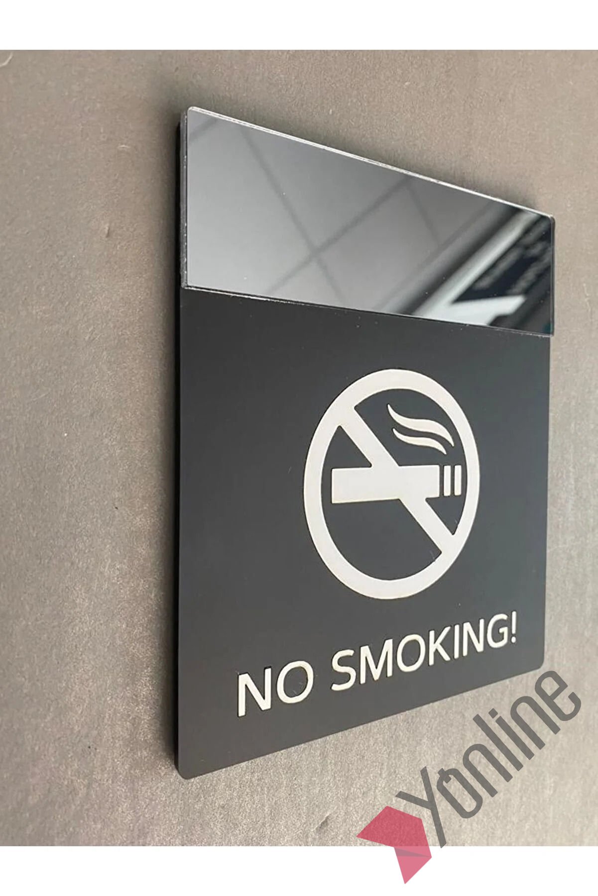 Füme Aynalı No Smoking Uyarı Levhası
