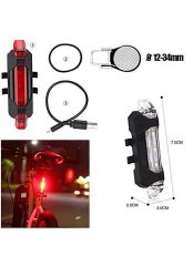 Bisiklet Işığı Led Stop Arka Ikaz Lamba Işık Usb Şarjlı 4 Mod beyaz-kırmızı ledli