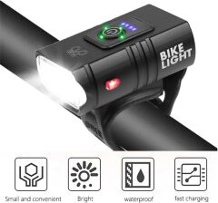 FORTE GT 6051 Bisiklet 2 x T6 Led Ön Far USB Şarjlı Alüminyum Alaşım Siyah