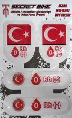 Secret Bike Türk Bayraklı Motosiklet Ve Kask Kan Grubu Sticker 0 Rh (-) Negatif