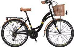 Kron Geroni Sirio 24'' Jant V-Fren Çamurluklu Sepetli Şehir Bisikleti Siyah Kahve