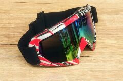 XBYC G2860 Lüx Kross Gözlük Kask Ve Snowboard Kayak Gözlüğü Kırmızı Siyah Desenli