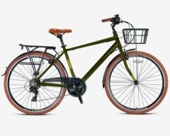 Kron CX 100 26'' Jant 17 Kadro Şehir Bisikleti 21 Vites V-Fren Sepetli Haki Siyah Sarı