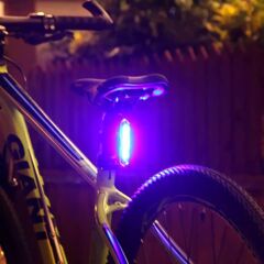 Mavi-sarı-kırmızı çakarlı USB şarjlı 100 lümen bisiklet stop lambası