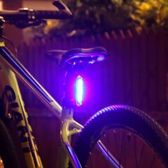 Mavi-kırmızı çakarlı USB şarjlı 100 lümen bisiklet stop lambası