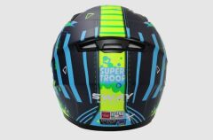Sway Xbyc 815K Full Face Şeffaf Vizör Erkek Çocuk Motosiklet Kaskı M Beden Mavi Yeşil