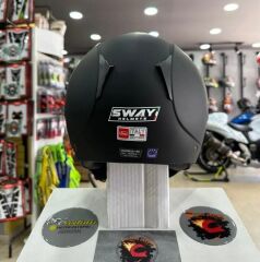 Sway 715 Şeffaf Vizörlü Yarım Motosiklet Scooter Kaskı L Beden Solid Mat Siyah