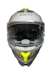 Sway Xbyc 865 Full Face Güneş Gözlüklü Kapalı Motosiklet Kaskı XXL Beden Titanium Sarı