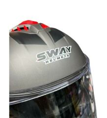 Sway Xbyc 865 Full Face Güneş Gözlüklü Kapalı Motosiklet Kaskı M Beden Titanium Gri Kırmızı