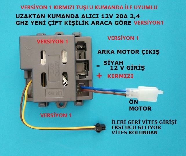 Pilsan Attack Akülü Araba Uzaktan Kumanda Alıcı 2 V 20A 2,4 GHZ VERS 1