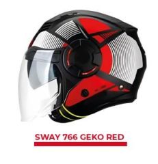 Sway Xbyc 766 Geko Güneş Gözlüklü Yarım Motosiklet Kaskı XL Beden Siyah Kırmızı