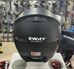 Sway 820 Full Face Şeffaf Vizör Kapalı Motosiklet Kaskı 2XL Beden Mat Siyah