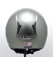 Sway 715 Şeffaf Vizörlü Yarım Motosiklet Scooter Kaskı L Beden Metalic Gri