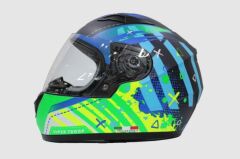 Sway Xbyc 815K Full Face Şeffaf Vizör Erkek Çocuk Motosiklet Kaskı L Beden Mavi Yeşil