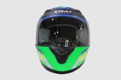 Sway Xbyc 815K Full Face Şeffaf Vizör Erkek Çocuk Motosiklet Kaskı L Beden Mavi Yeşil
