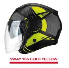 Sway Xbyc 766 Geko Güneş Gözlüklü Yarım Motosiklet Kaskı M Beden Siyah Sarı