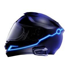 Tex Kask Süsü 6 Motosiklet Bisiklet Ve Kayak Kask Süsü Led Işık Aydınlatma Şeridi Mavi