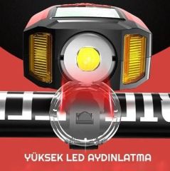 Forte Gt 3 In 1 Bisiklet El Feneri 5 Led Fonksiyonlu Km Sayaçlı Su Geçirmez Far Siyah