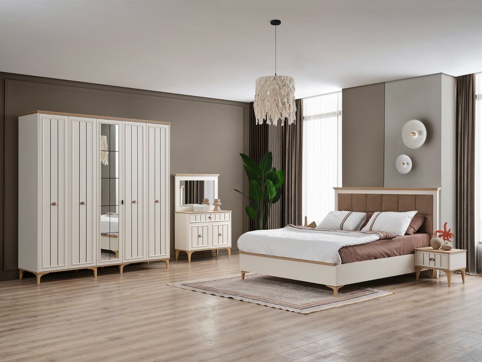 Bella Bedroom Set With 5 Door Wardrobe 200 cm