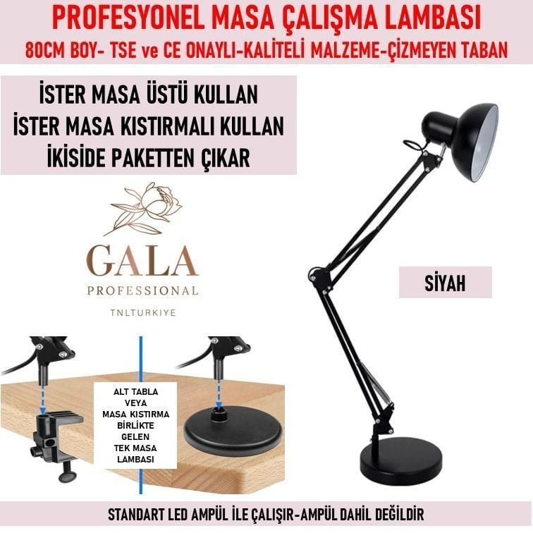 GALA MASA LAMBASI SİYAH 80 CM