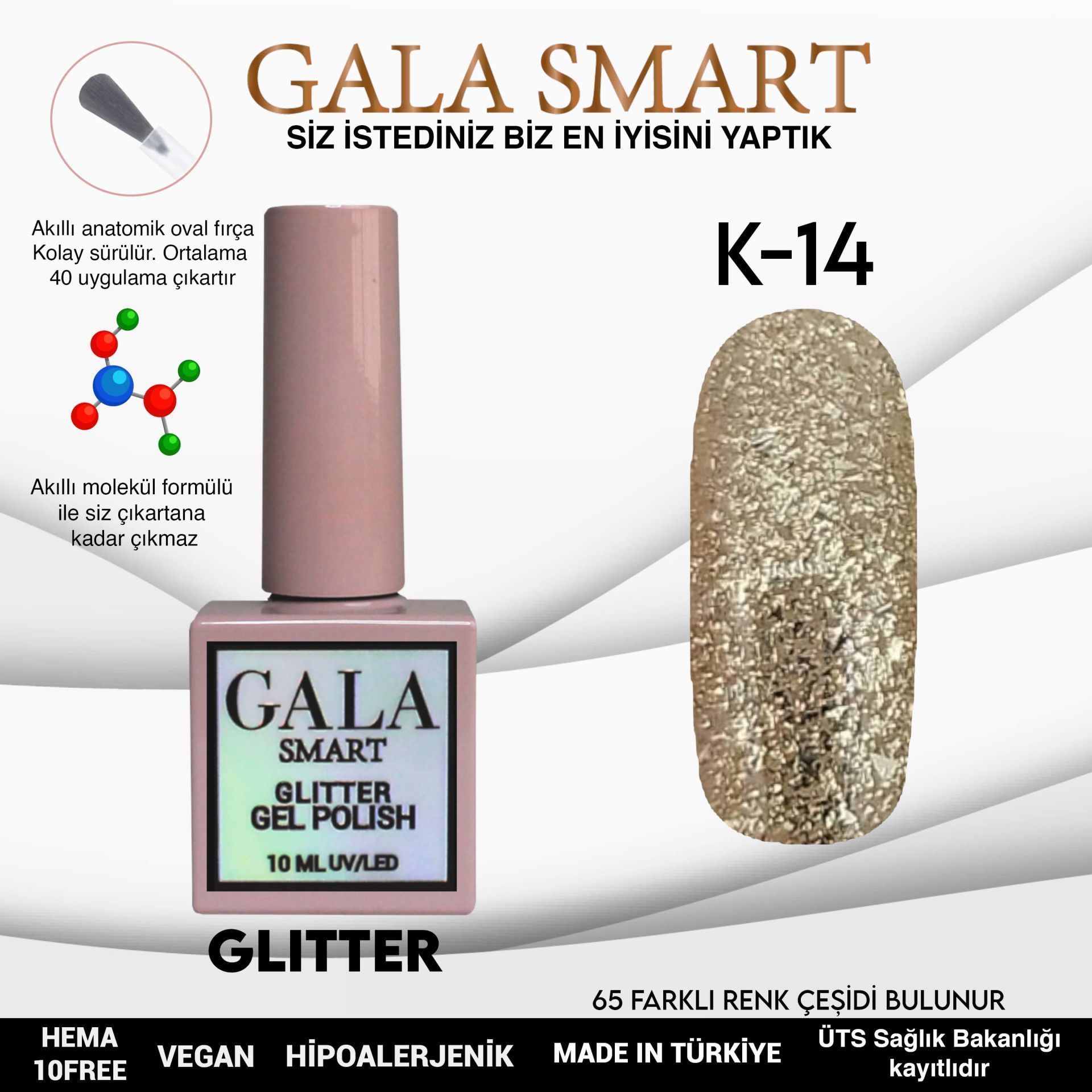 GALA SMART GLITTER KALICI OJE 10 mle K14