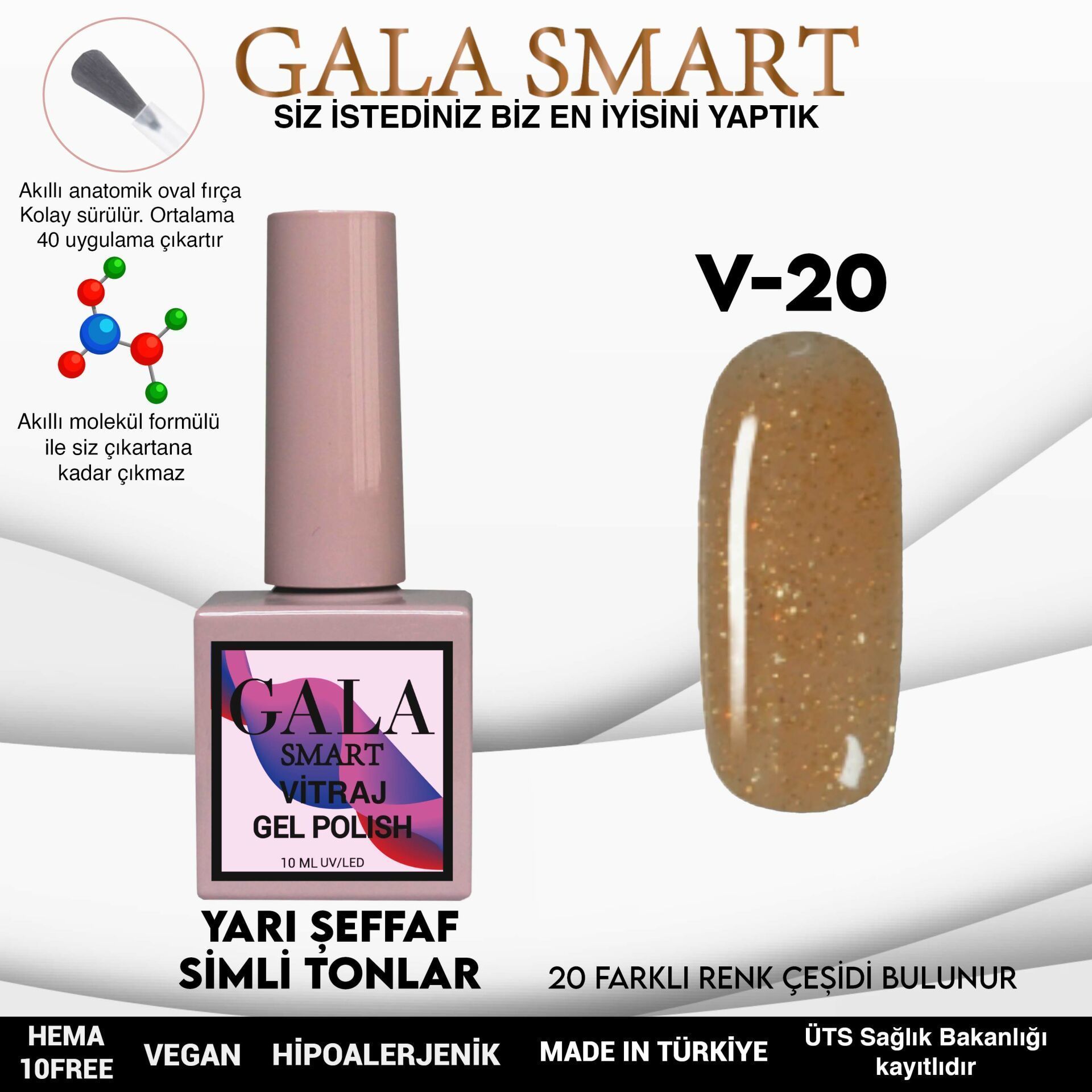 GALA SMART VİTRAJ KALICI OJE 10 ml V20