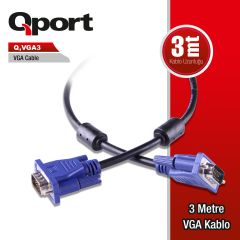 QPORT Q-VGA3 3MT VGA KABLO