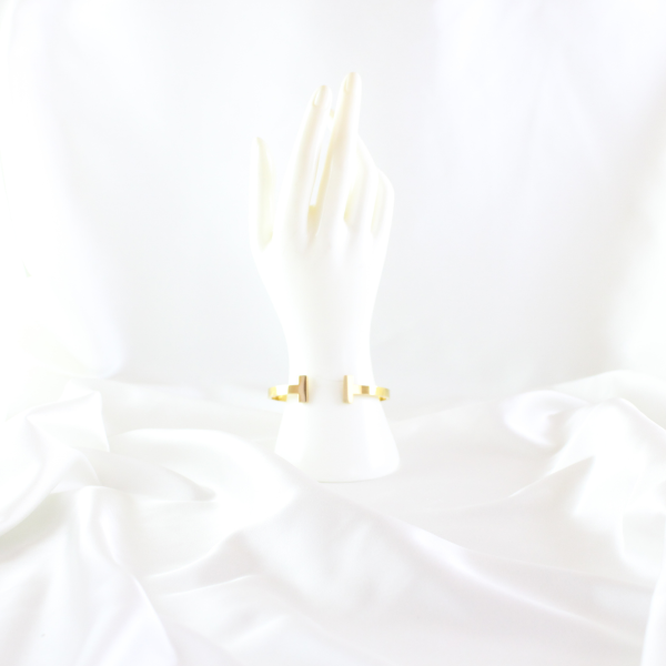 Tiffany Stili T Model Gold Çelik Kelepçe Bileklik