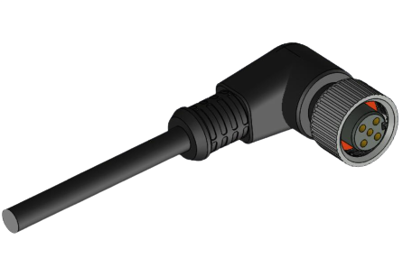 ERCONTEC ERF12-FA5C-30BPVC M12, Açılı, 5 Pinli, Standart, 30 metre Siyah PVC Kablo