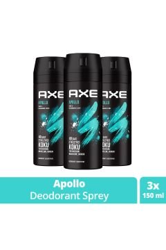 Axe Erkek Sprey Deodorant Apollo 48 Saat Etkileyici Koku Vücut Spreyi 150 ml X3 Adet