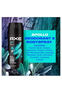 Axe Erkek Sprey Deodorant Apollo 48 Saat Etkileyici Koku Vücut Spreyi 150 ml X3 Adet