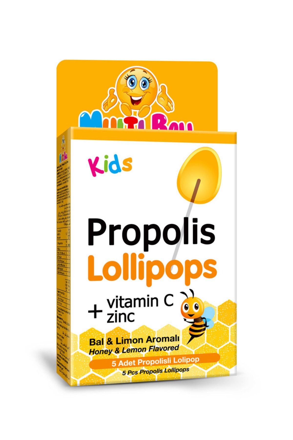 Multiball Kids Propolis Bal ve Limon Aromalı Lolipop 5'li