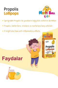 Multiball Kids Propolis Bal ve Limon Aromalı Lolipop 5'li