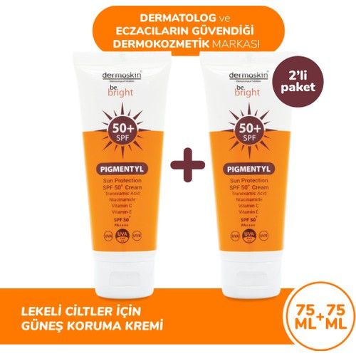 Dermoskin Pigmentyl Güneş Koruyucu SPF 50+ Krem 75+75ml 2'li Paket