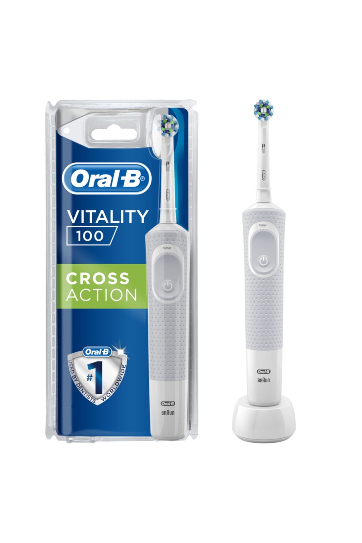 Oral-B D100 Cross Action Şarj Edilebilir Diş Fırçası Gri