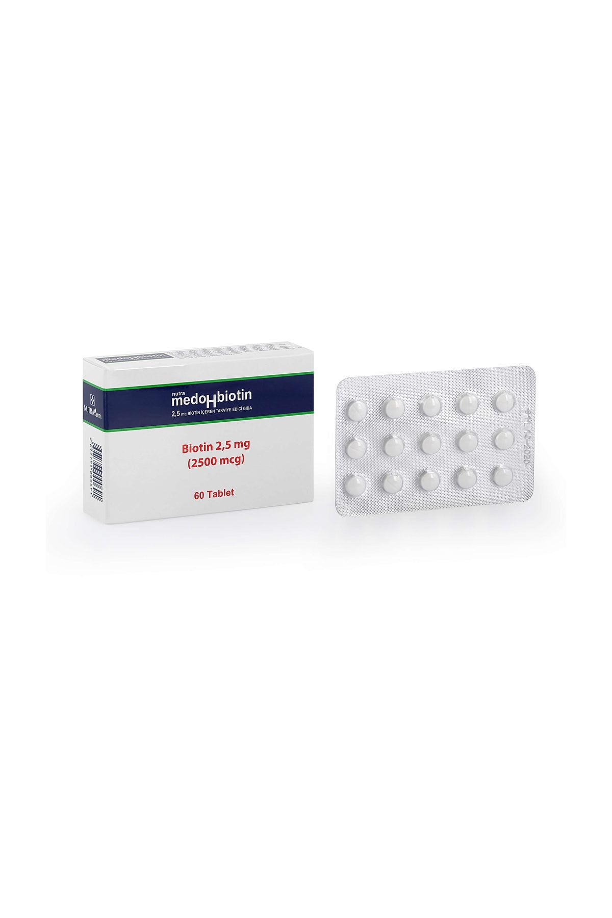 Dermoskin Saç Bakımı Saç Dökülmesi Tırnak Bakımı MedoHbiotin 2,5 mg 60 Tablet