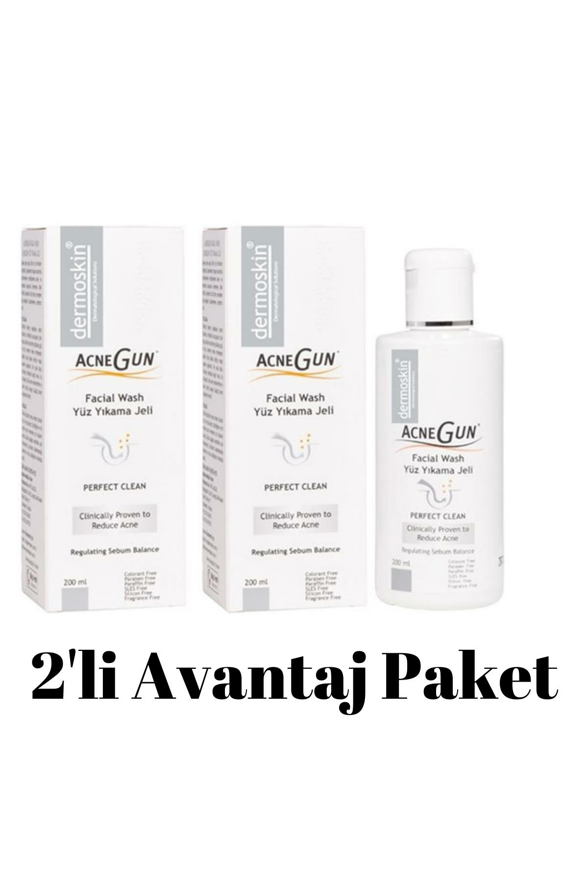 Dermoskin Acnegun Yüz Yıkama Jeli 200+200ml 2'li Avantaj Paket