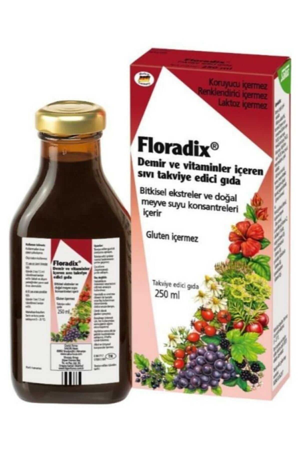 Floradix Demir ve Vitaminler İçeren Sıvı Glutensiz Takviye Edici Gıda 250 ml