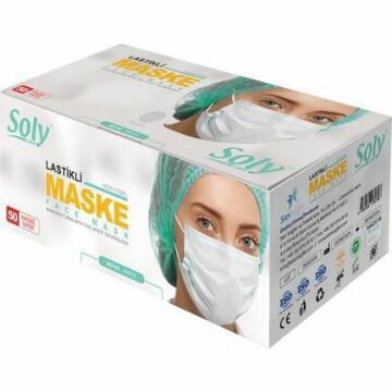 Soly Care 3 Katlı Telli Mavi Cerrahi Maske 50'li Paket