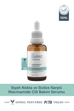 The Purest Solutions Gözenek Siyah Nokta ve Akne Giderici Bakım Serumu 30 ml (Niacinamide 5% + Zinc PCA 1%)