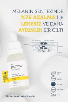 The Purest Solutions Arbutin Leke Giderici ve Cilt Tonu Eşitleyici Cilt Bakım Serumu 30 ml (Arbutin 2% + Hyaluronic Acid)