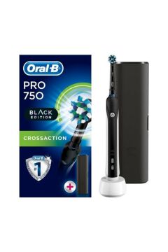 Oral-B Pro 750 Black Edition 3D Action Cross Action + Siyah Seyahat Kabı Hediyeli