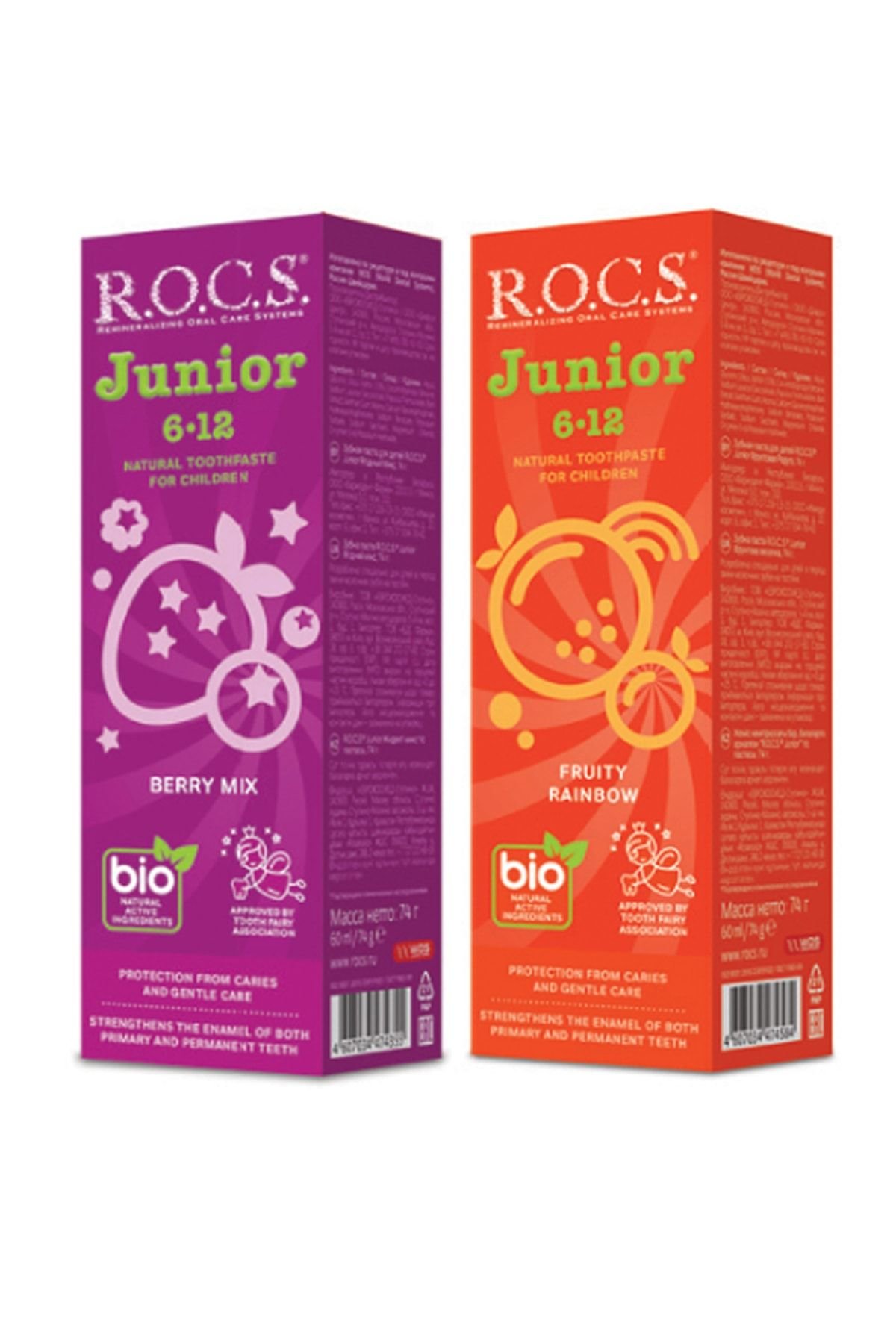 Rocs Junior 6-12 Orman Meyveli Özlü Diş Macunu 74 gr + Yas Meyveli Gökkuşağı Diş Macunu 60 ml Set