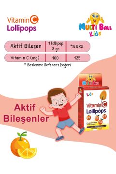 Multiball Kids Vitamin C Lollipops 7'li