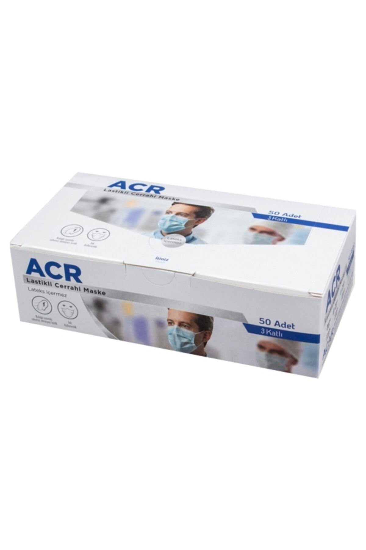 ACR 3 Katlı Full Ultrasonik Beyaz Cerrahi Maske Telli 50 li