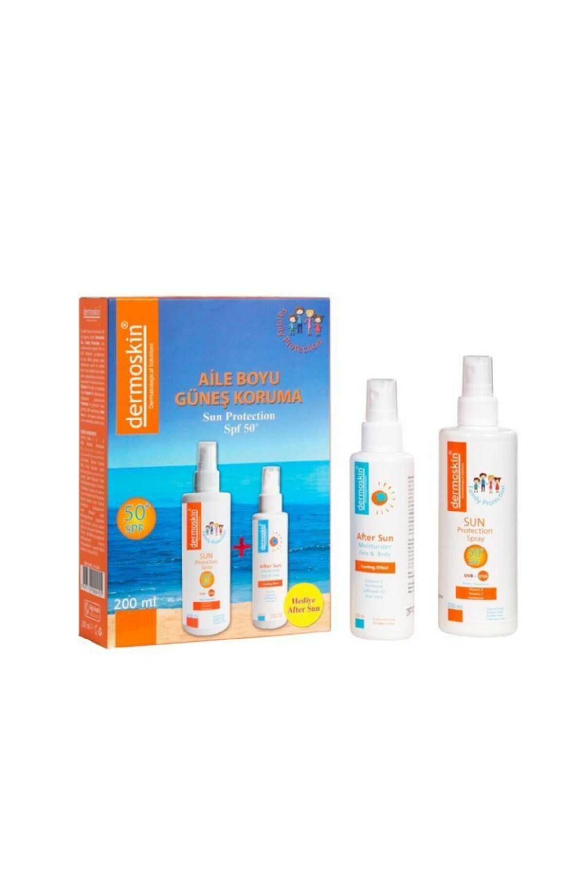 Dermoskin Sun Protection Spf 50+ 200 ml Hediye After Sun 100 ml Aile Boyu Paketi