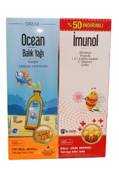 Ocean Balık Yağı Portakal Aromalı 150 ml + Imunol Şurup 150 ml - %50 İndirimli Kofre