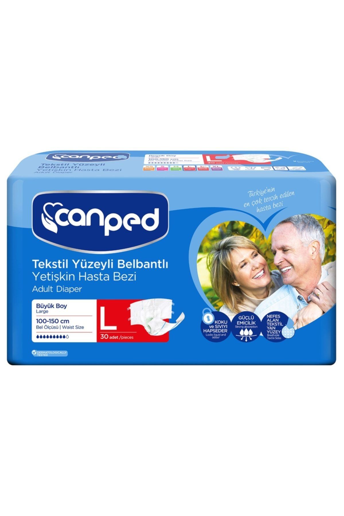 Canped Tekstil Yüzey Belbantlı Hasta Bezi 30 lu  Large