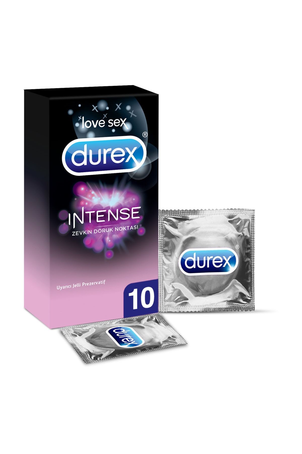 Durex Intense Ekstra Uyarıcı Jel ile Tırtıklı ve Kabartmalı 10'lu Prezervatif