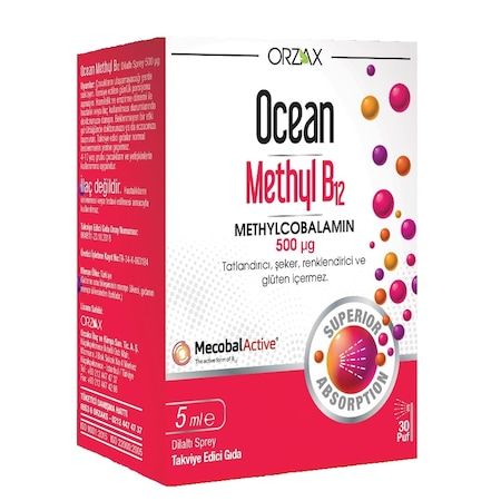 Orzax Ocean Methyl B12 10 ml Dilaltı Sprey